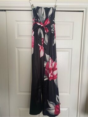 Black Floral Sleeveless Jumpsuit